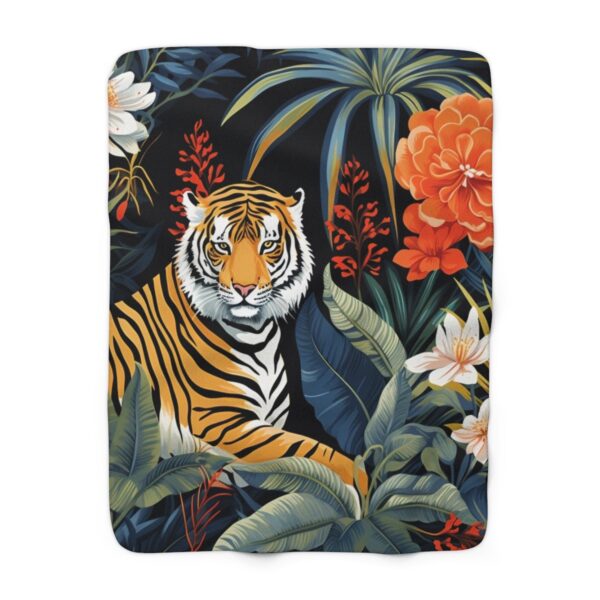 EXOTIC RAINFOREST WILD PACK SHERPA FLEECE BLANKET | JUNGLE WILDLIFE TIGER & FLOWERS THEME | CHARGEIT2THAGAME | ELITE ST. - SEASON 1 COLLECTION | The Perfect Gift for Nature Lovers and Comfort Seekers