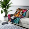 EXOTIC RAINFOREST WILD PACK SHERPA FLEECE BLANKET | JUNGLE WILDLIFE TIGER & FLOWERS THEME | CHARGEIT2THAGAME | ELITE ST. - SEASON 1 COLLECTION | The Perfect Gift for Nature Lovers and Comfort Seekers - Image 3