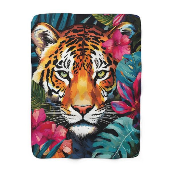 EXOTIC RAINFOREST WILD PACK SHERPA FLEECE BLANKET | JUNGLE WILDLIFE TIGER & FLOWERS THEME | CHARGEIT2THAGAME | ELITE ST. - SEASON 1 COLLECTION | The Perfect Gift for Nature Lovers and Comfort Seekers