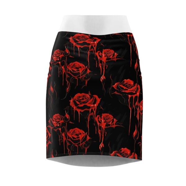 WOMEN'S BLACK PENCIL SKIRT WITH DARK RED ROSES | CHARGEIT2THAGAME | ELITE ST. - SEASON 1 COLLECTION | The Perfect Statement Piece for Any Occasion