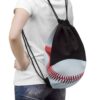 FLUORESCENT BASEBALL DRAWSTRING BAG | BLACK WITH WHITE BASEBALL DESIGN | CHARGEIT2THAGAME | ELITE ST. - SEASON 1 COLLECTION | The Perfect Bag for Quick Trips and Light Travels - Image 4